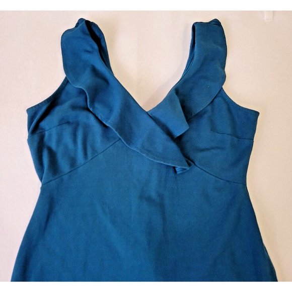 Paperdoll Blue Sleeveless Dress Ruffled V Neck Size M - Picture 4 of 9